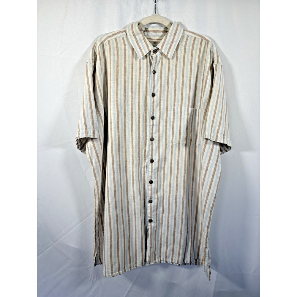 Synrgy shirt size 2xlt linen/cotton blend short sleeves button up